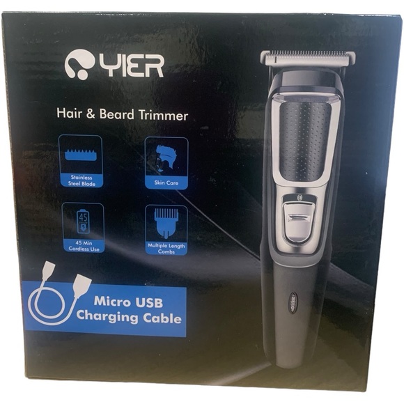 Yier Hair and Beard Trimmer With Micro USB Charging Cable Black Brand New Box - Picture 1 of 4